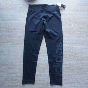 NWT Adidas Activewear Tights Pants Spell Out Inside Pocket Black Women Sz.L $50